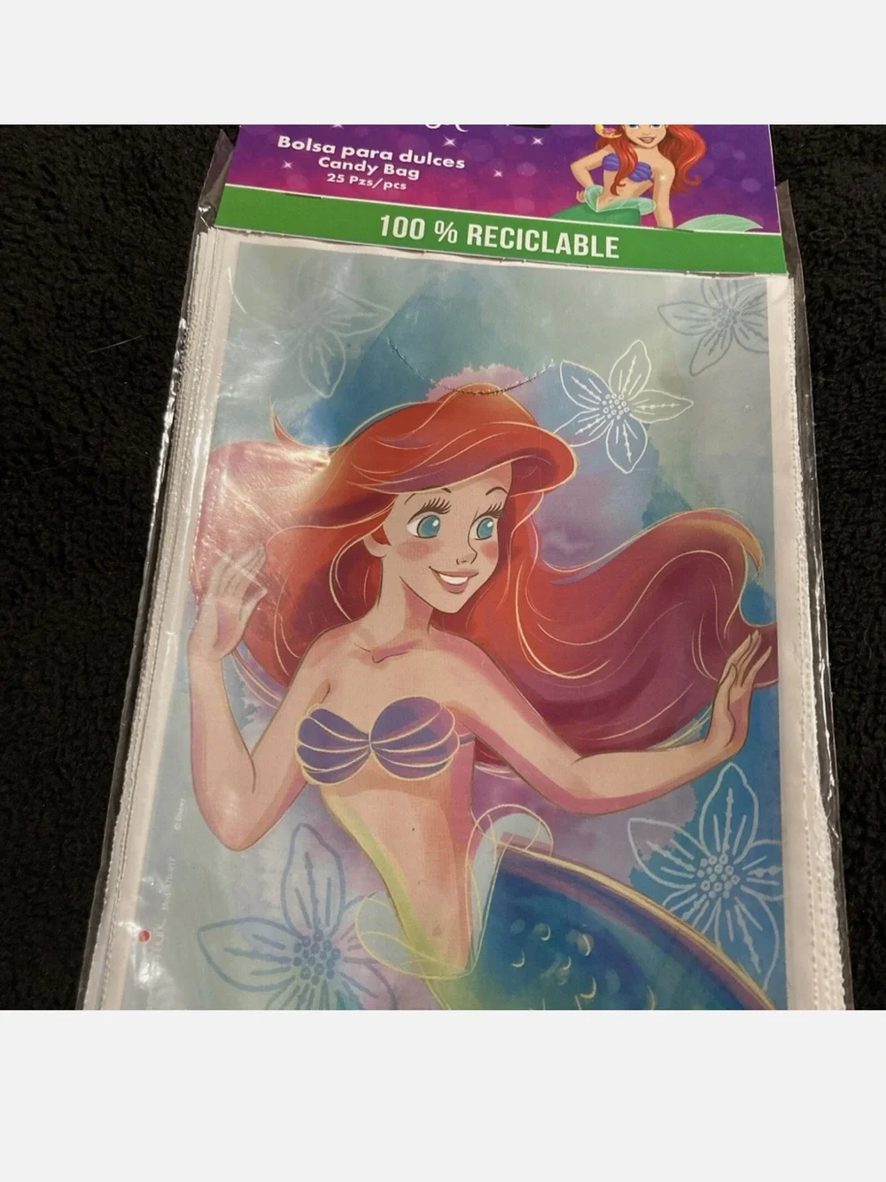 Ariel Candy Bags - green & teal Little Mermaid Party Favor Bags (25 pcs)